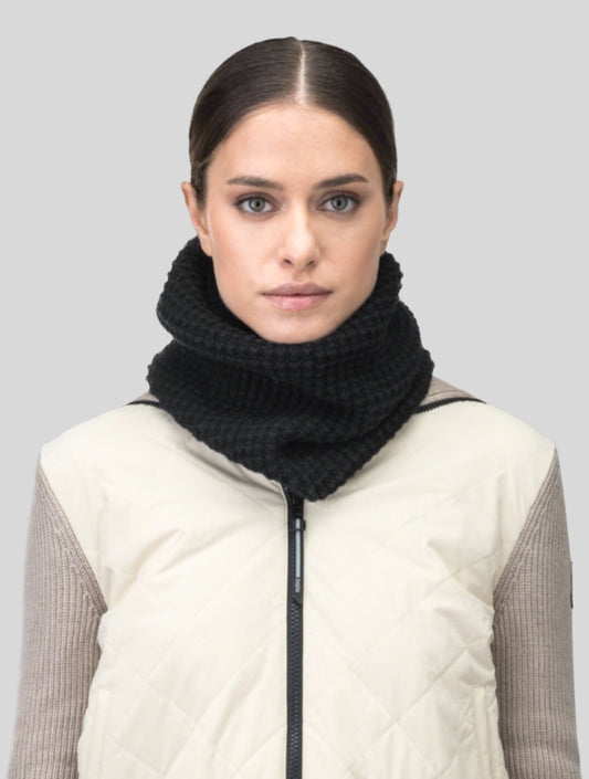 Alder Unisex Knit Gaiter infinity scarf in superfine alpaca and extrafine merino wool, in Black + Black