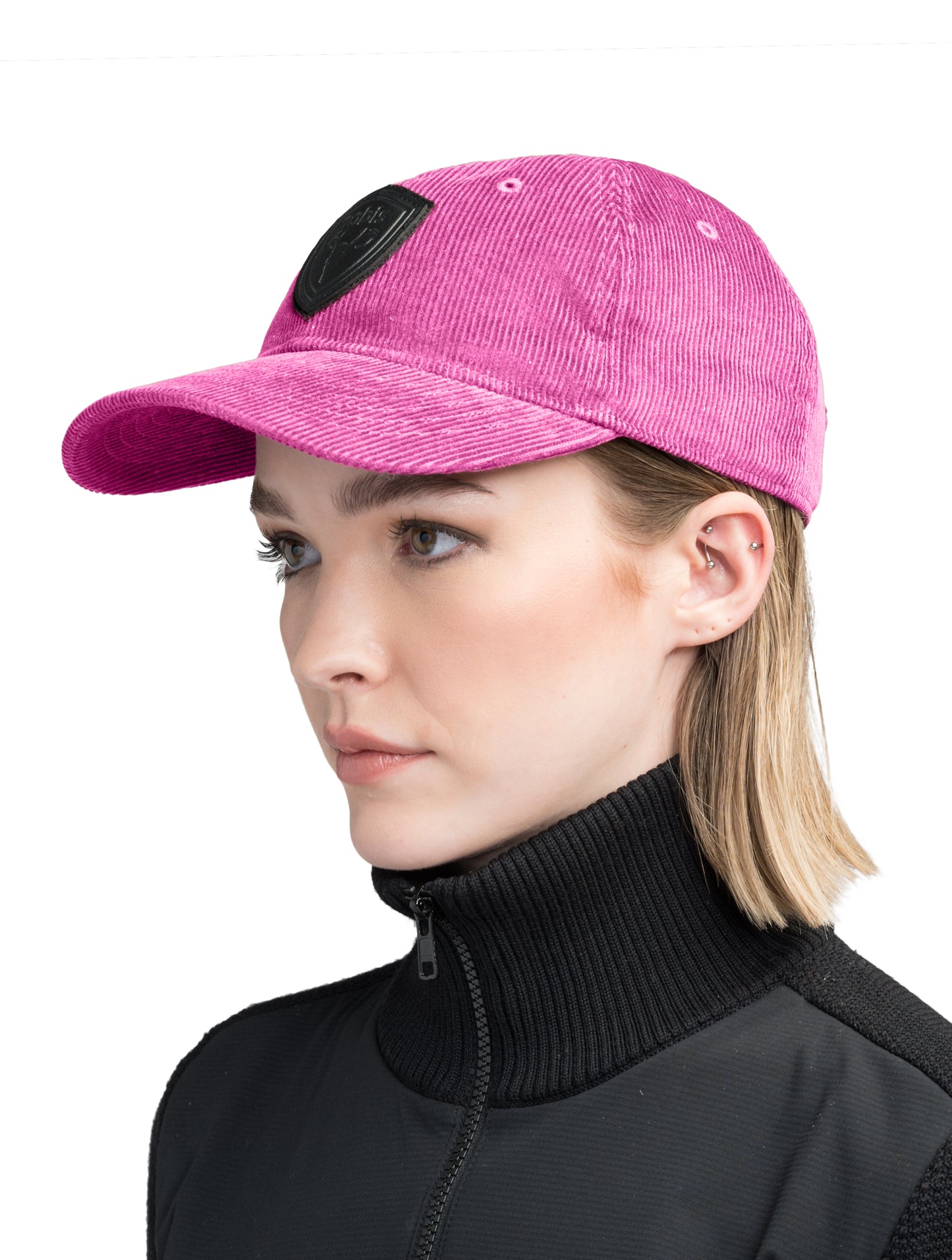arter Unisex Tailored Ball Cap in 100% cotton corduroy, unstructured crown, curved brim, and leather strap back with metal buckle closure, in Potent Purple