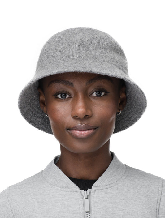 Knit moulded bucket hat in Heather Grey + Heather Grey