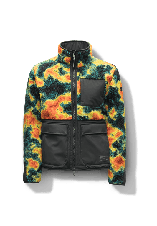 Kepler Men's Berber Zip Front Sweater in hip length, premium berber and stretch ripstop fabrication, Primaloft Gold Insulation Active+, two-way centre-front zipper, zipper pocket at left chest, magnetic closure flap pockets at waist with additional side-entry pockets, in Heat Map + Heat Map