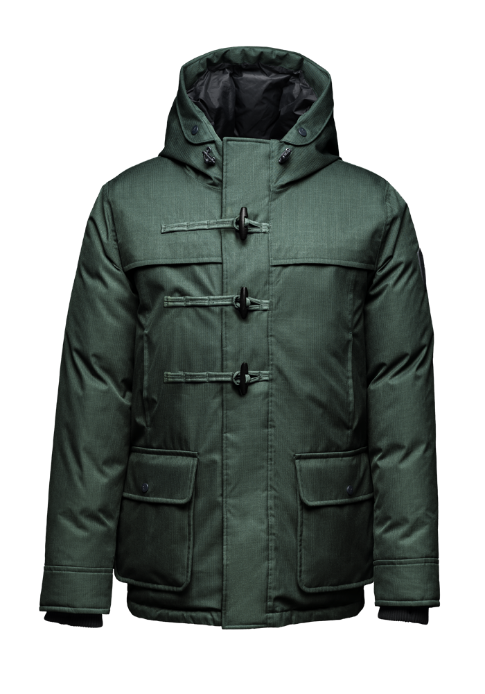 Kid's thigh high down coat with toggle closures in CH Forest