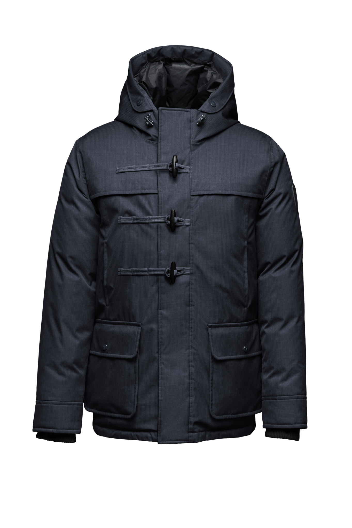 Kid's thigh high down coat with toggle closures in CH Navy