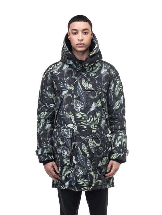 Men's Best Selling Parka the Yatesy is a down filled jacket with a zipper closure and magnetic placket in Foliage + Foliage