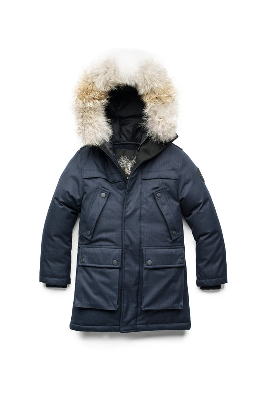 The best kid's down filled parka that's machine washable, waterproof, windproof and breathable in CH Navy + CH Navy
