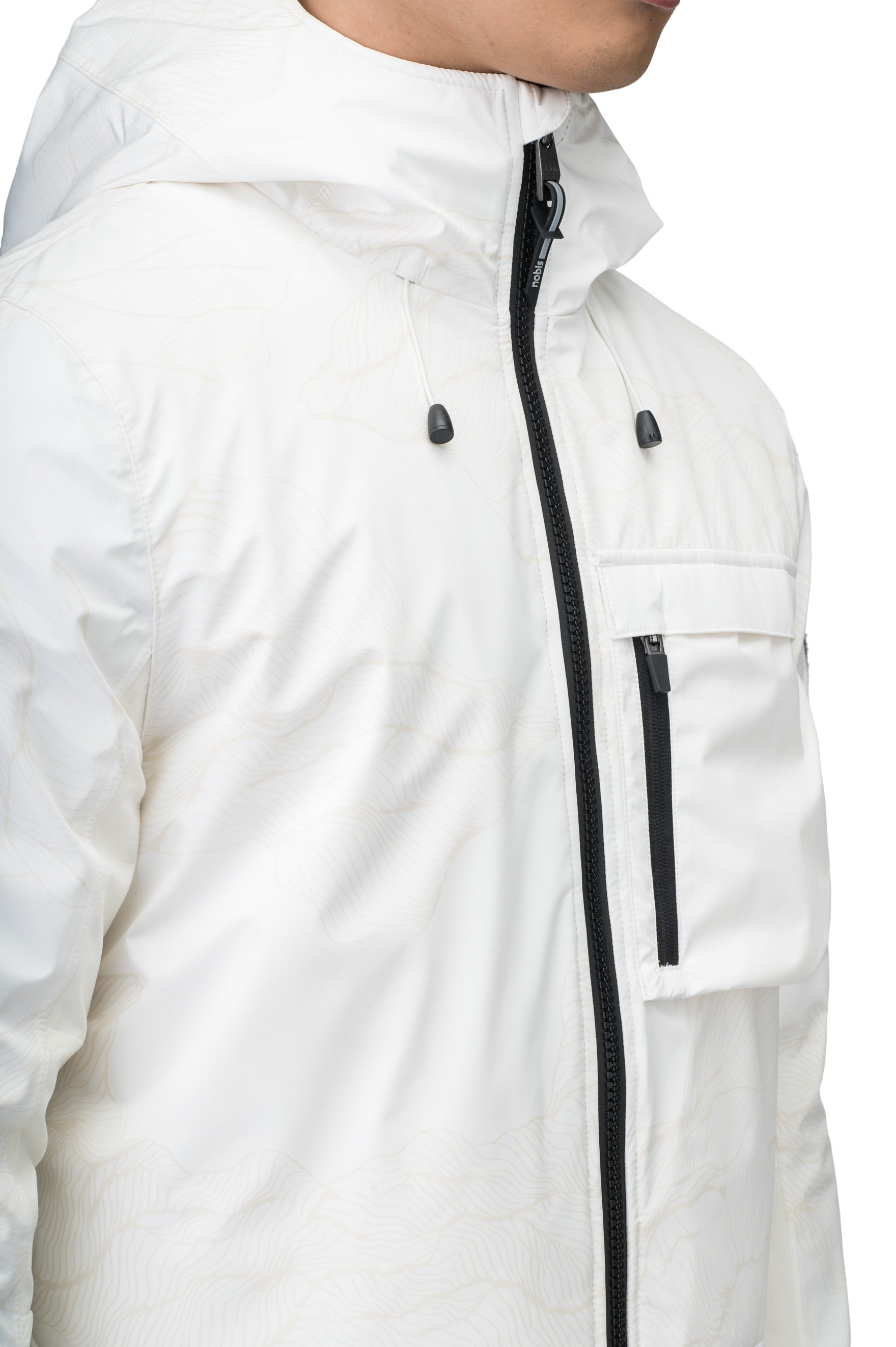 Alta Men's Performance Shell Jacket in hip length, Primaloft Gold Insulation Active+, chest and waist pockets, ventilation under arms, reflective detailing on hood and back, two-way front zipper, and non-removable hood with adjustable drawstrings, in Wheat Desert