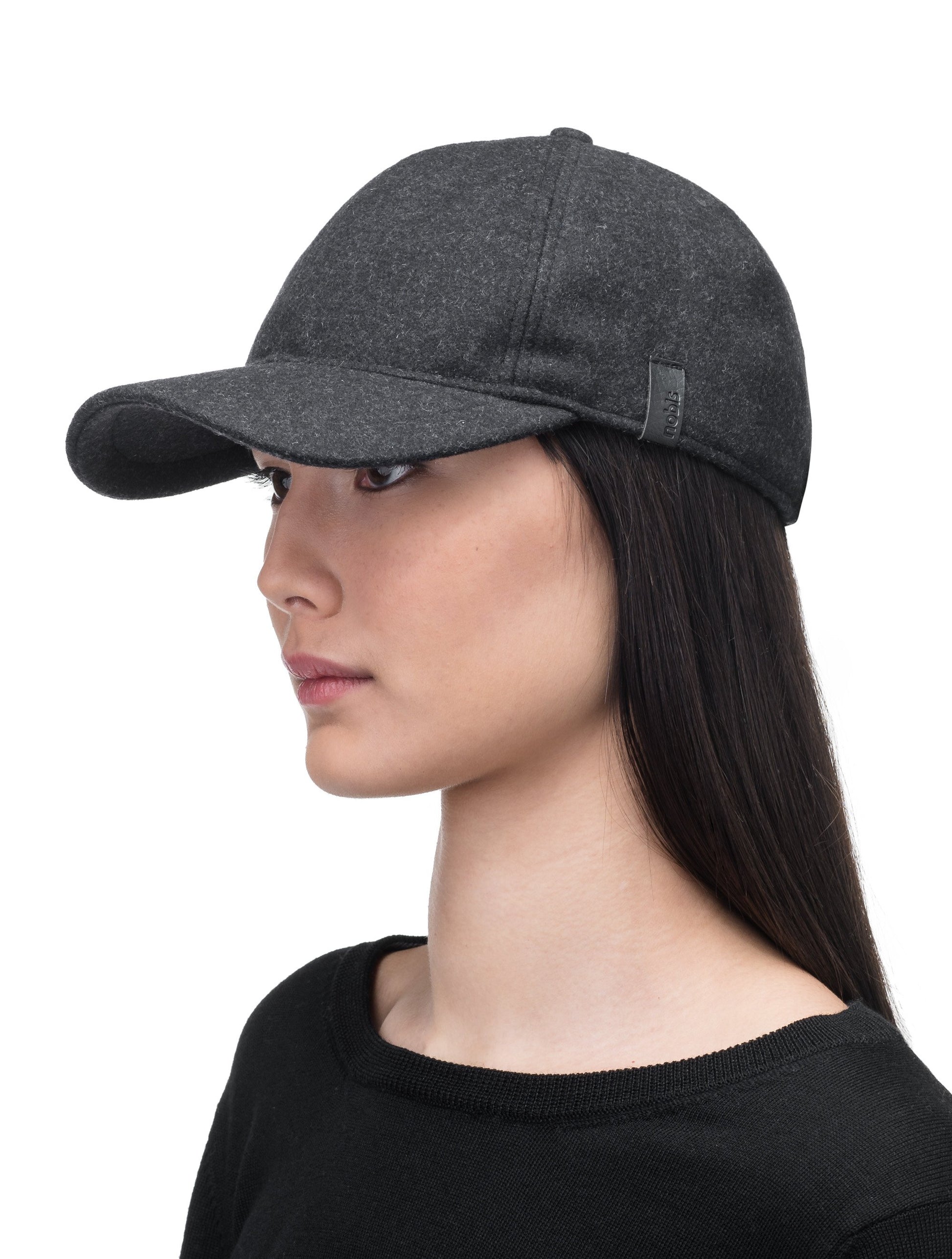 Bronte Unisex Field Cap with low structured crown, curved peak brim, and adjustable webbing strap closure, in H. Black