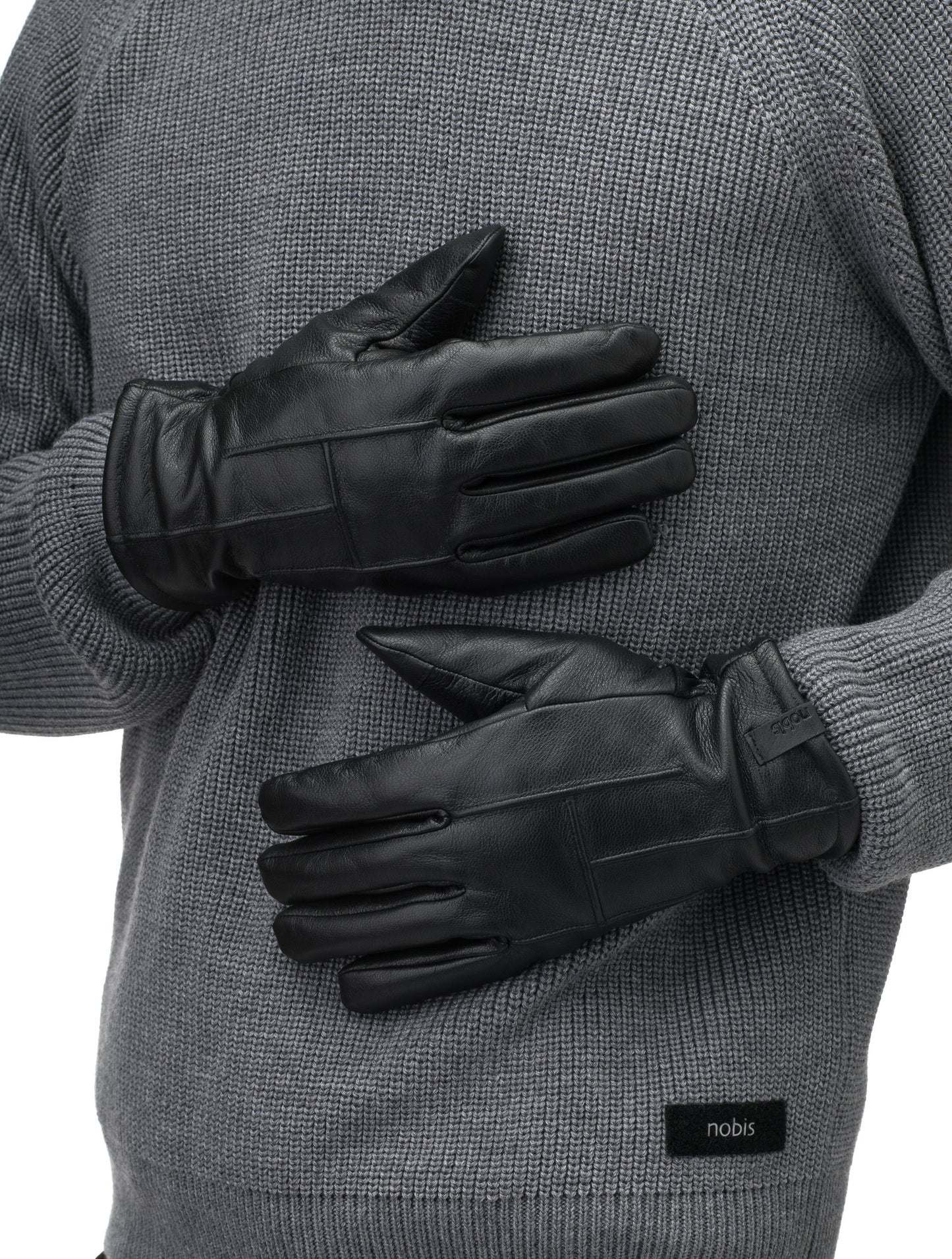 Dale Men's Classic Driving Gloves with lambskin exterior, cashmere lining, touch screen fingertips, and elasticized wrists, in Black