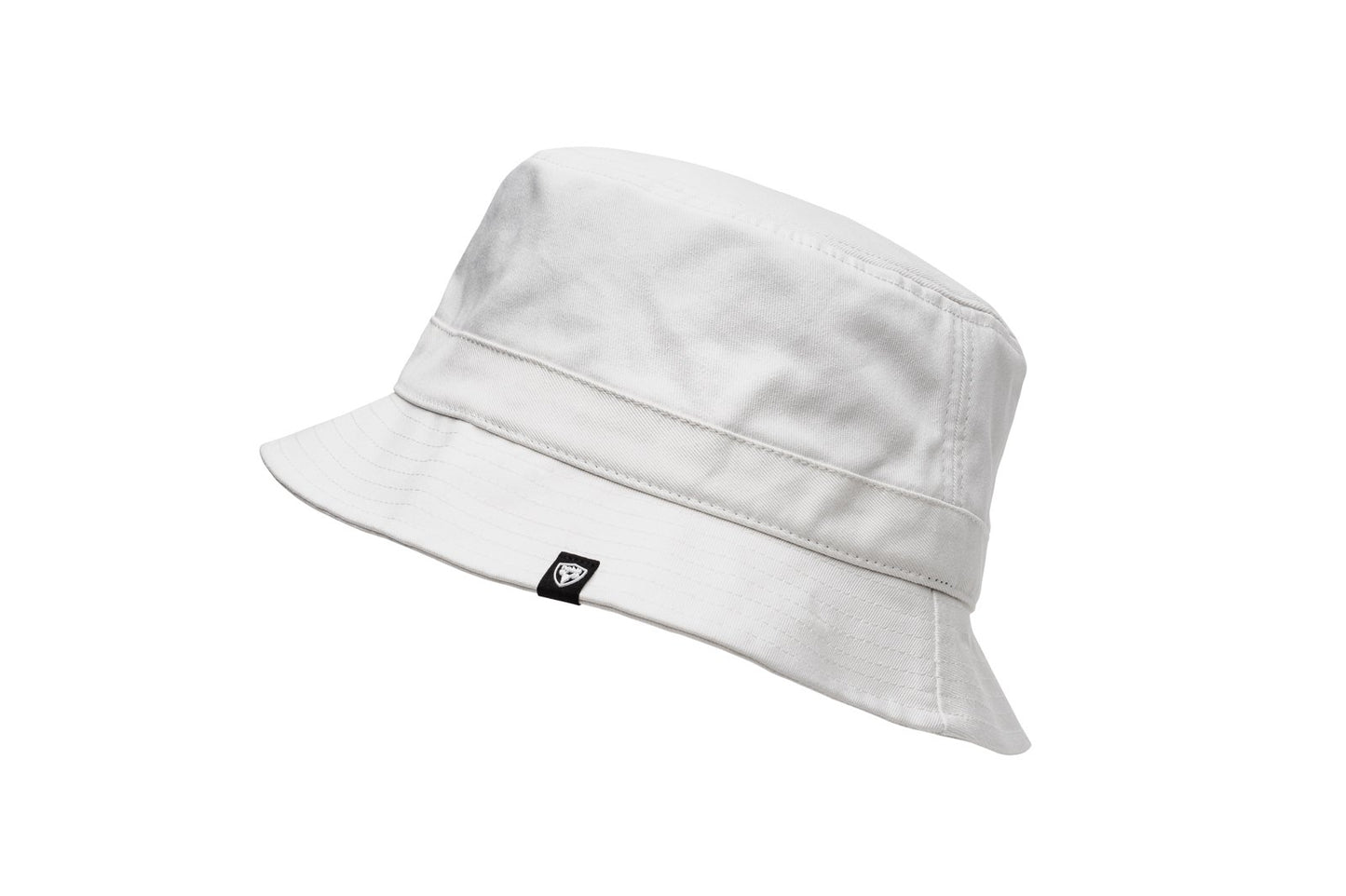 Unisex bucket hat with flat crown top and stitching detail on brim in Optic White