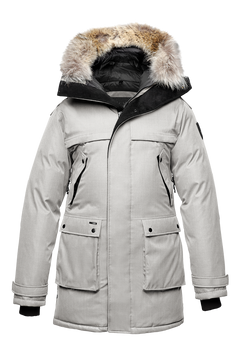 Men's Best Selling Parka the Yatesy is a down filled jacket with a zipper closure and magnetic placket in CH Light Grey